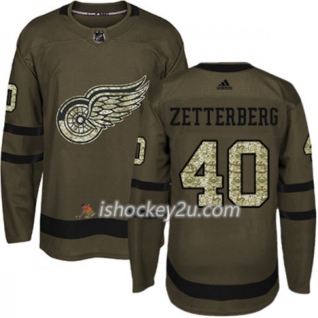 Mænd NHL Detroit Red Wings Trøje Henrik Zetterberg 40 Adidas 2017-2018 Camo Grøn Authentic